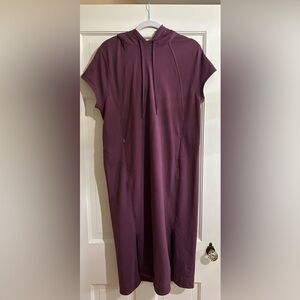 Athleta M Dress Plum Cabana Tunic Hoodie ShortSleeve Sweatshirt Dress Loungewear